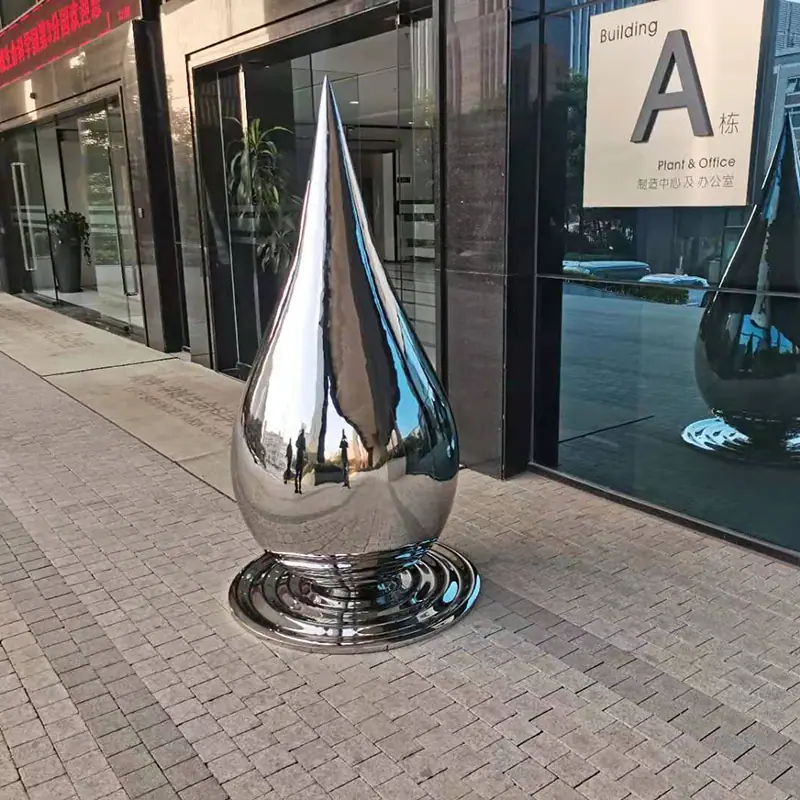 Stainless steel water drop sculpture