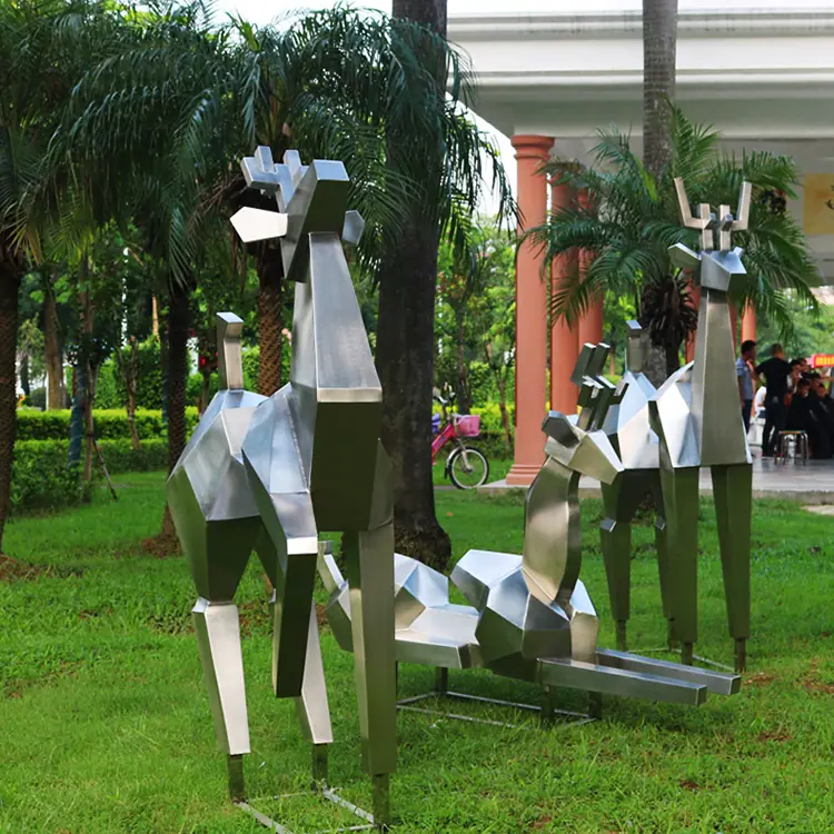 Stainless steel deer sculpture