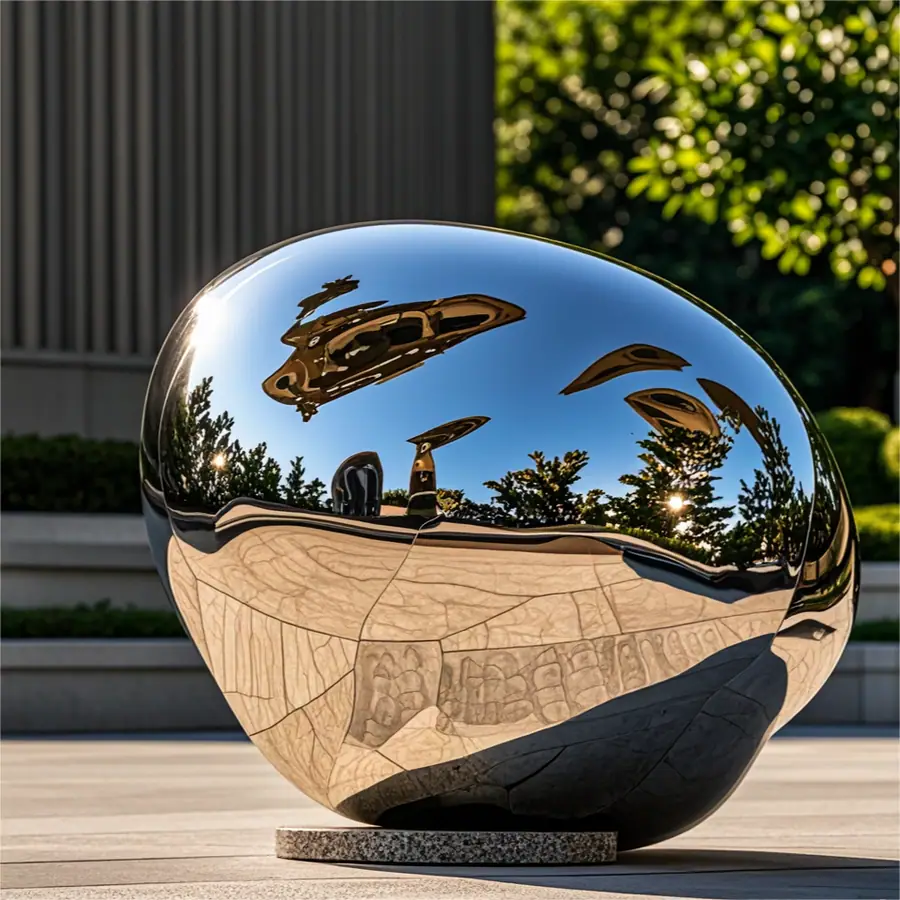 Stainless steel stone sculpture