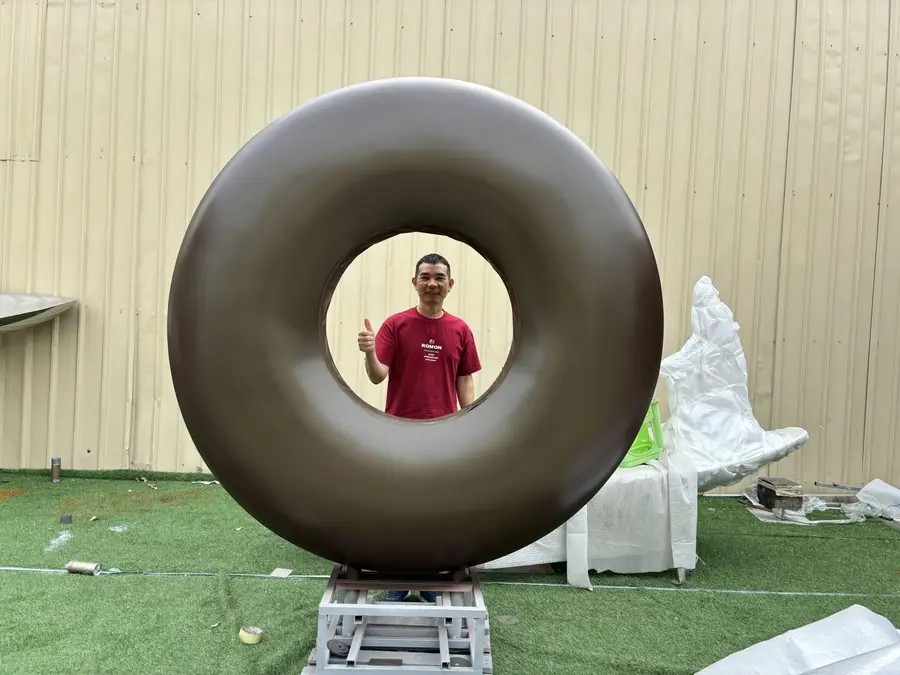 Custom Stainless Steel Sculpture Donut Sculpture Outdoor Garden Sculpture