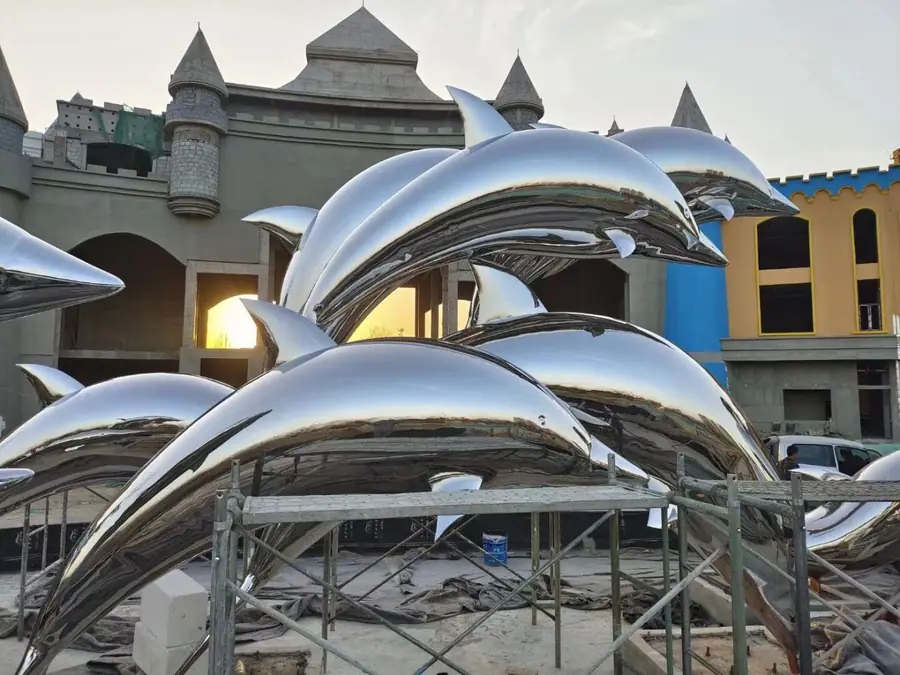Metal Dolphin Sculpture