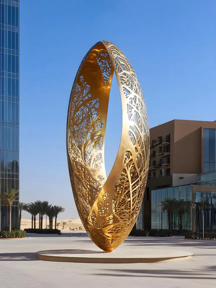 Stainless steel hollow special-shaped landscape sculpture installation