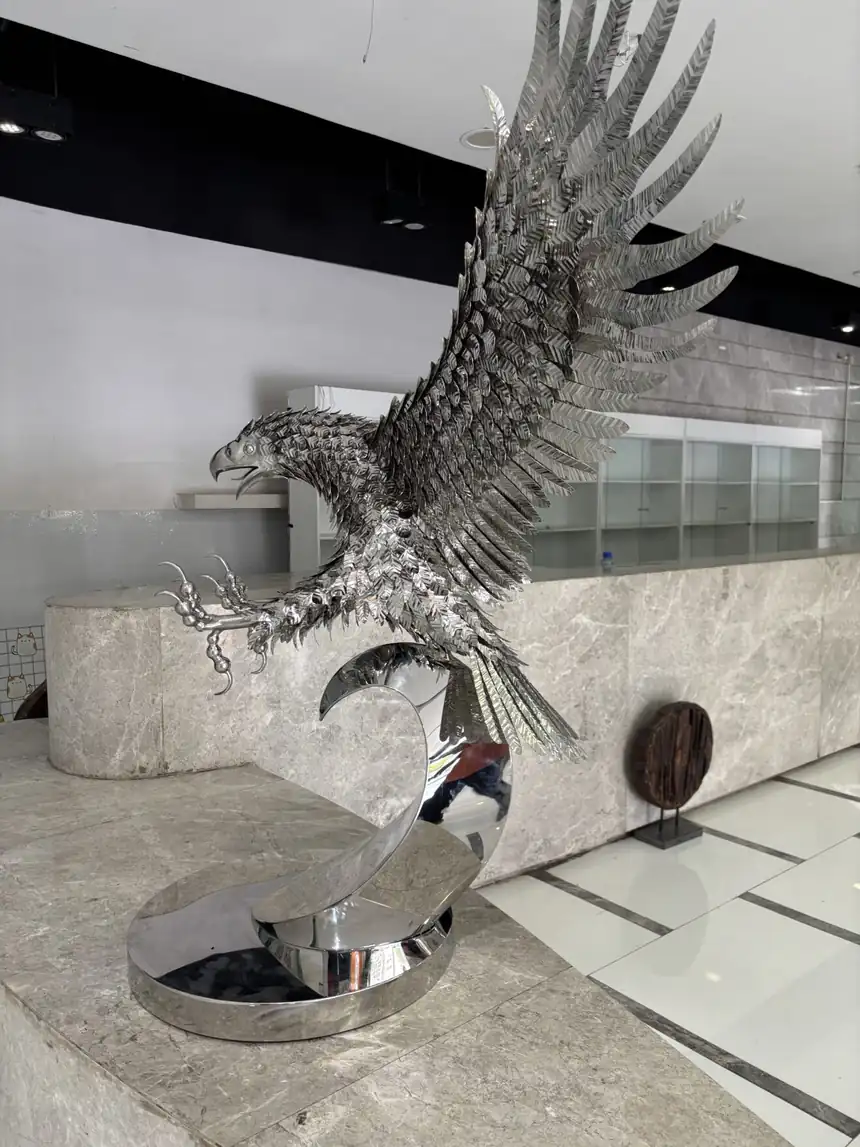 Large Stainless Steel Eagle Sculpture