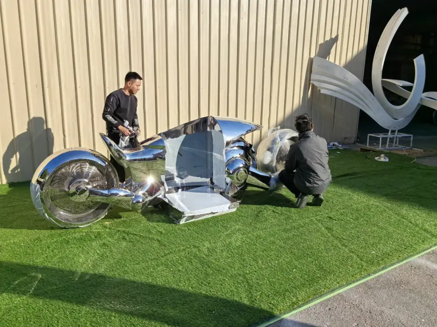 Stainless Steel Motorcycle Sculpture
