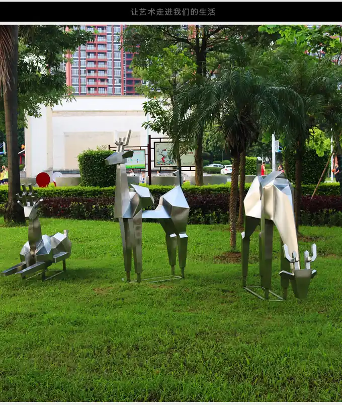 Stainless steel deer sculpture