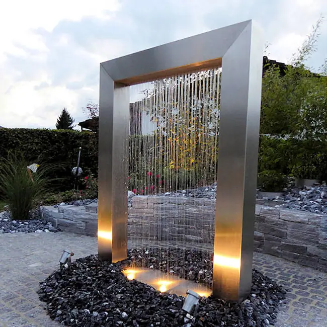 Stainless steel water feature sculpture
