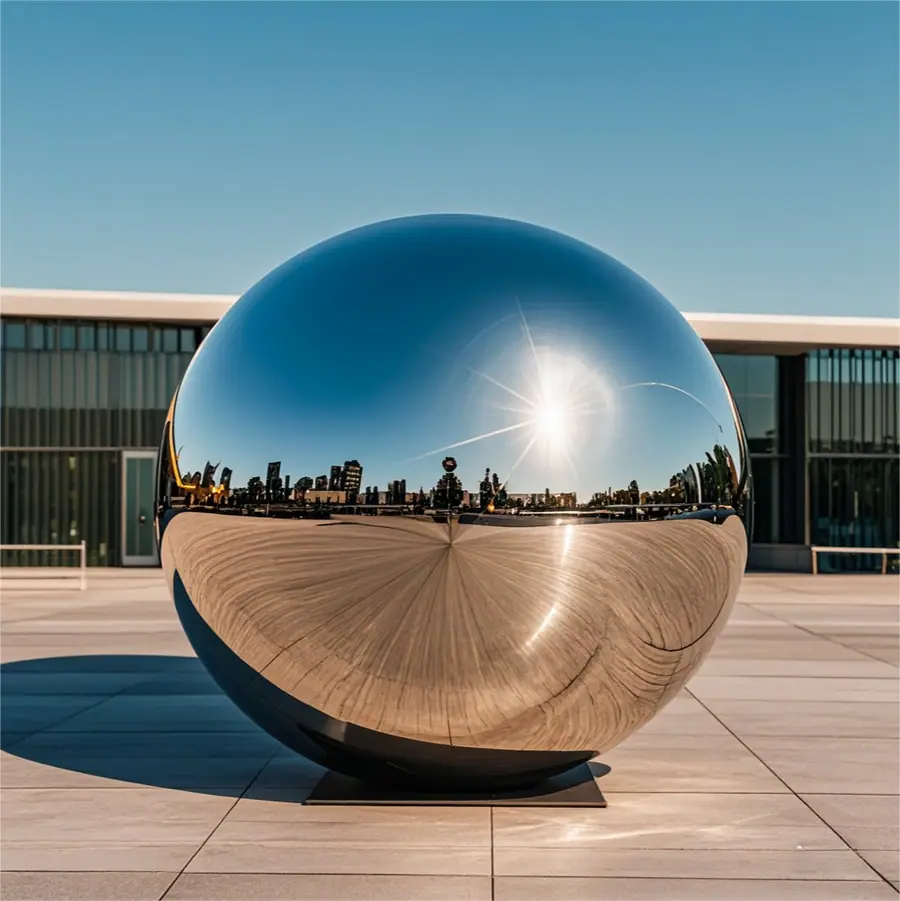 2-meter stainless steel spherical sculpture