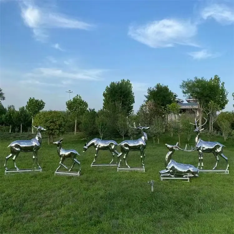 stainless steel deer sculpture (6)