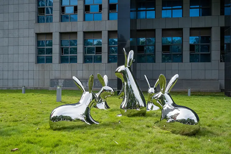 Stainless steel rabbit sculpture
