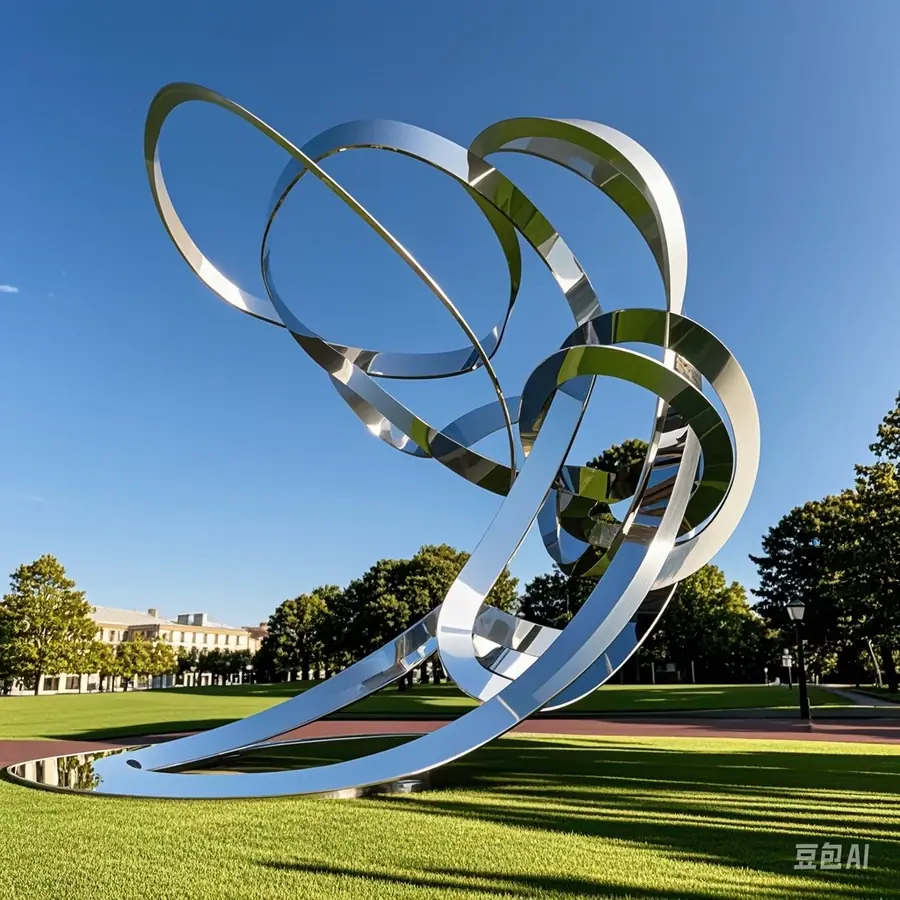 Stainless steel ribbon sculpture