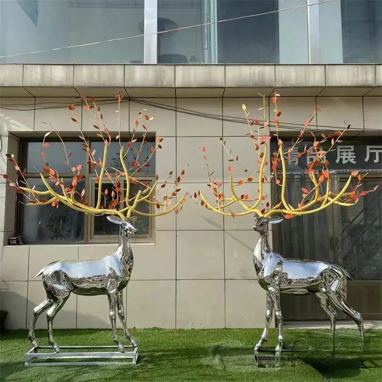 stainless steel deer sculpture