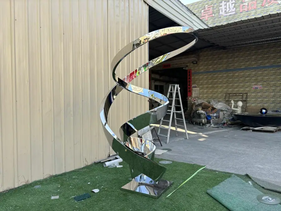 Stainless steel ribbon sculpture