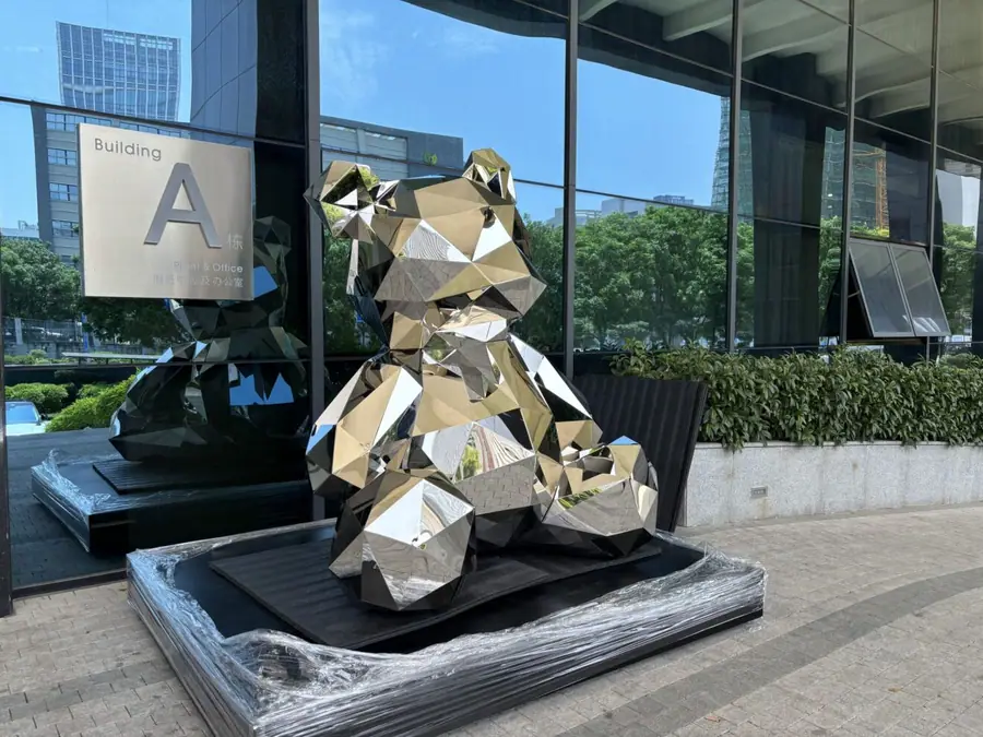 stainless steel bear sculpture