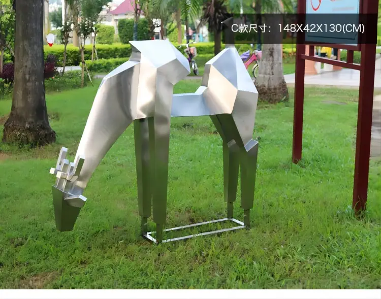Stainless steel deer sculpture