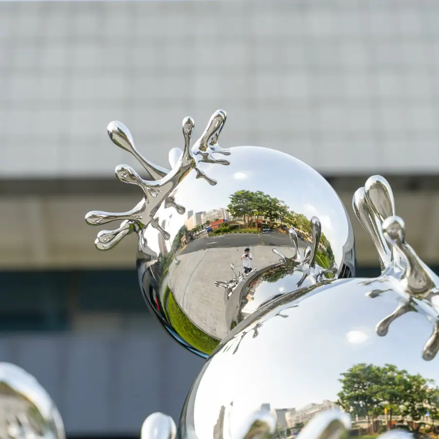 Stainless steel spherical modular sculpture