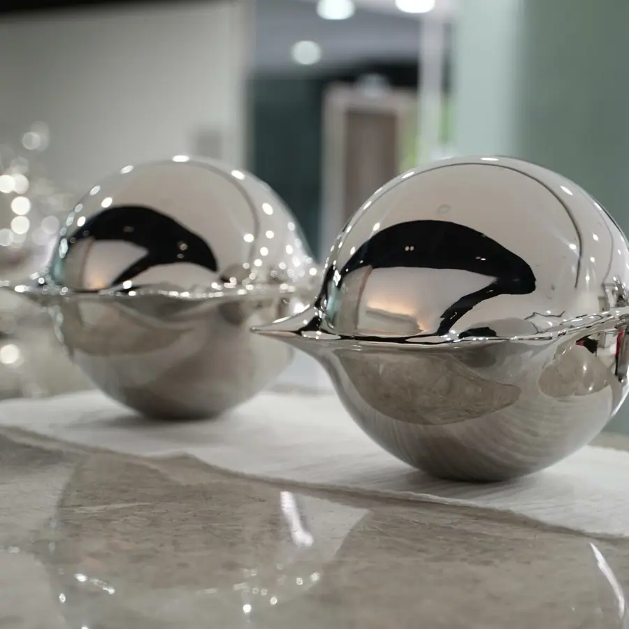 Stainless steel inflatable spherical sculpture