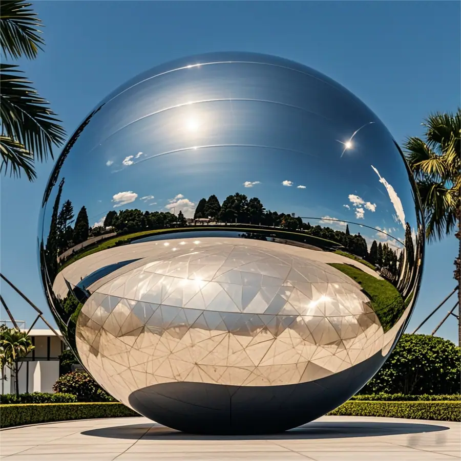2-meter stainless steel spherical sculpture