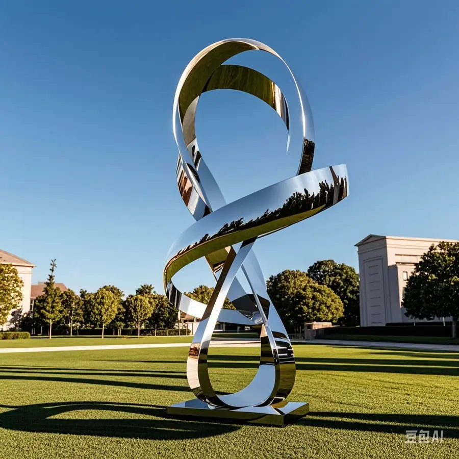 Stainless steel ribbon sculpture
