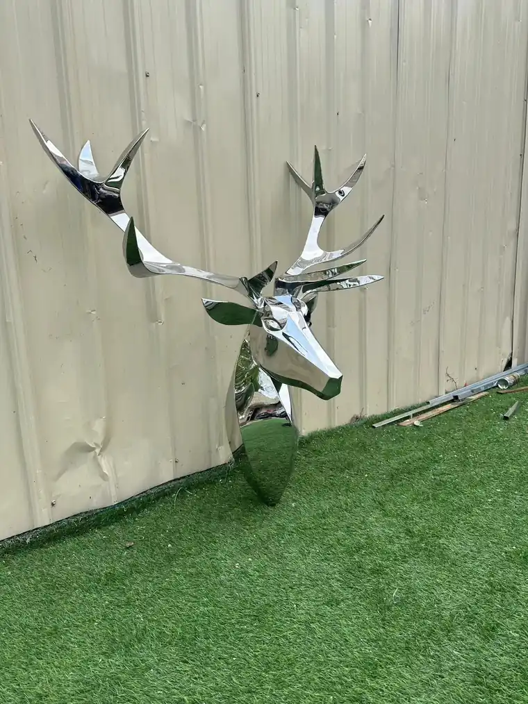 Stainless Steel Deer Head Sculpture (2)