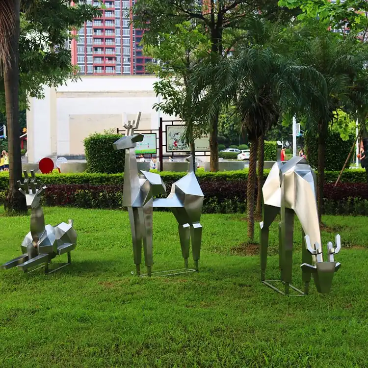 Stainless steel deer sculpture