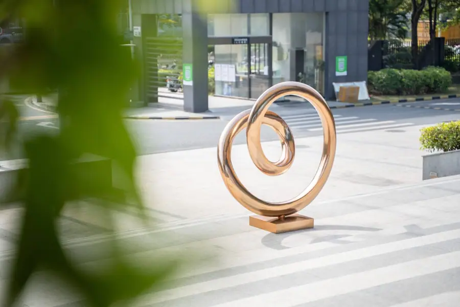 Outdoor stainless steel abstract sculpture