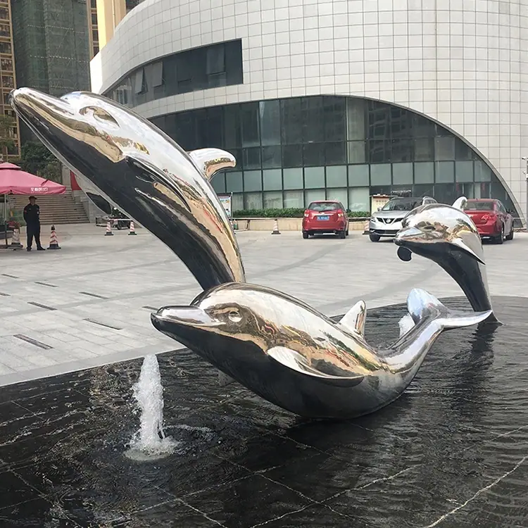 Stainless steel dolphin sculpture: a symbol of love
