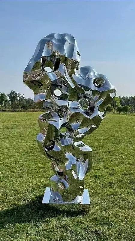 stainless steel Taihu stone sculptures (2)