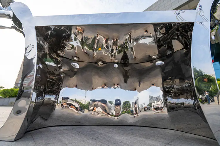 Outdoor stainless steel abstract sculpture