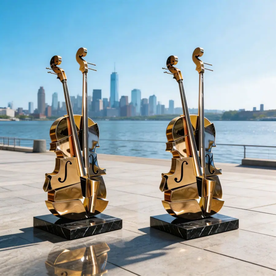 Golden Violin Sculpture