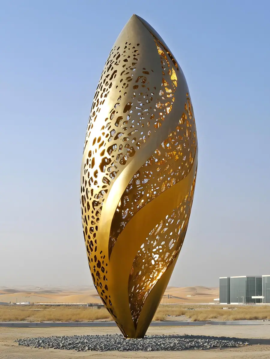 Stainless steel hollow special-shaped landscape sculpture installation