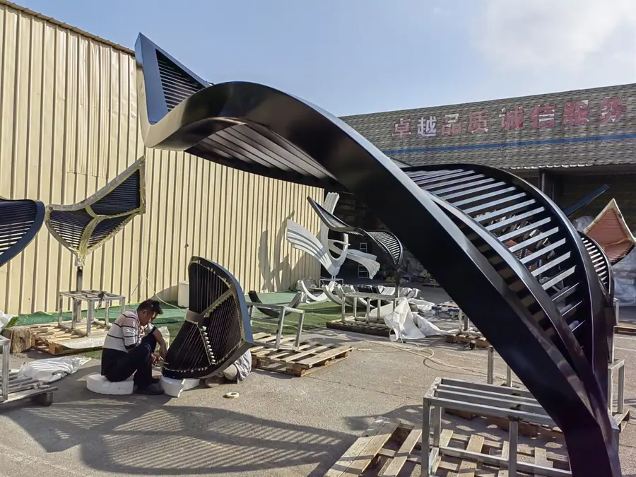 Stainless Steel Ball Leaves——Professional Customized Factory 0755 Sculpture (21)