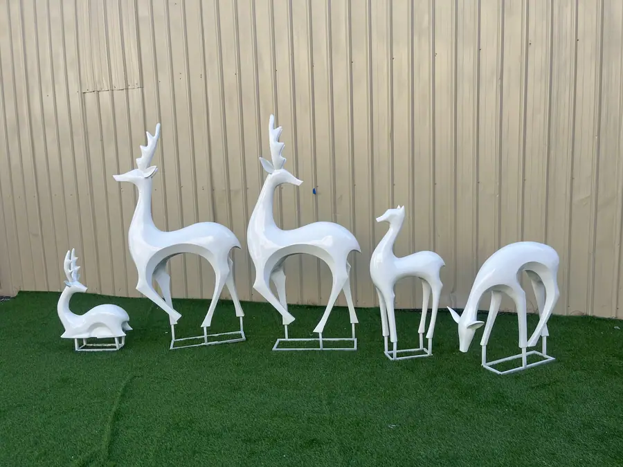 Stainless Steel Deer Sculptures