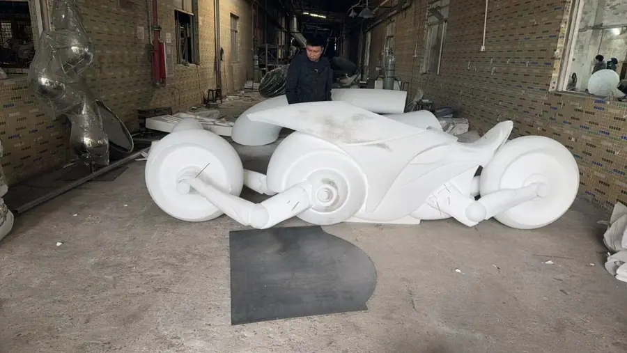 Stainless Steel Motorcycle Sculpture