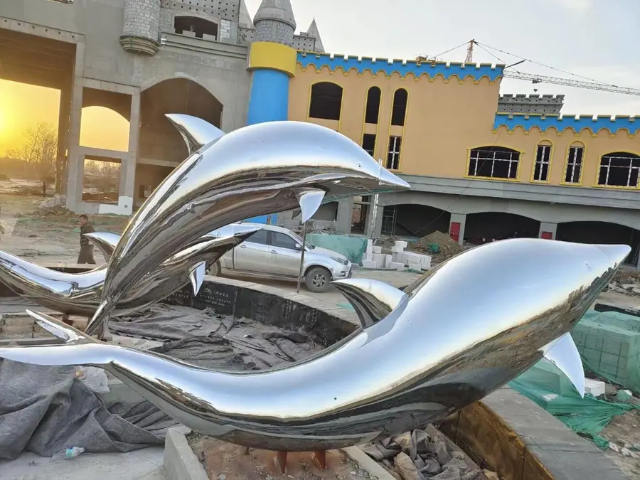 Metal Dolphin Sculpture