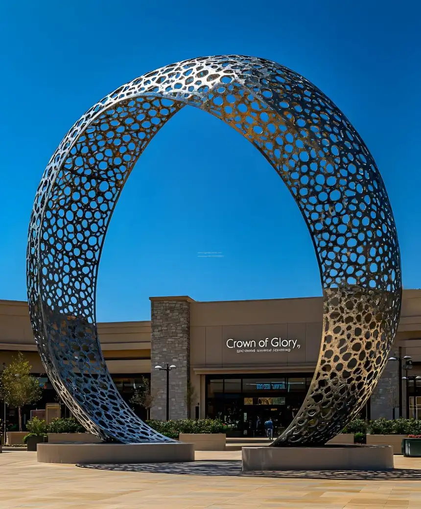 Stainless steel hollow special-shaped landscape sculpture installation