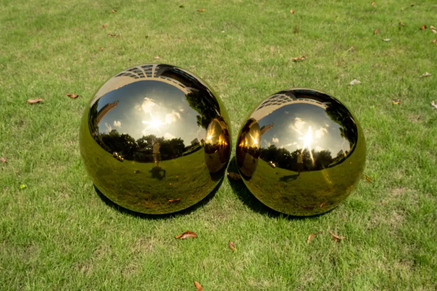 Stainless Steel Gold-Plated Spherical Sculpture