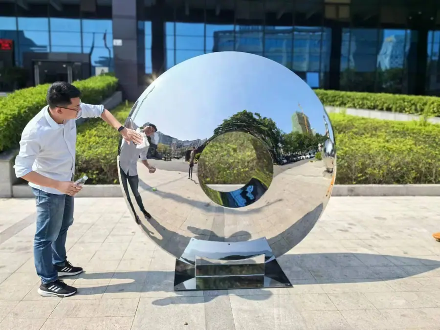 Stainless Steel Ring Mirror Sculpture