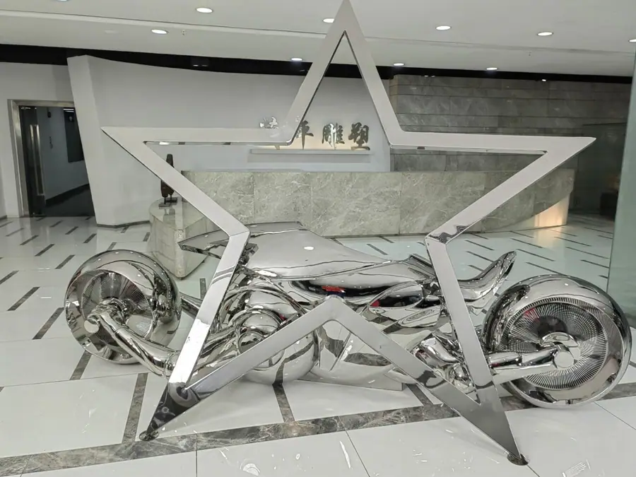 Stainless Steel Motorcycle Sculpture