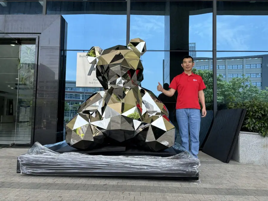 stainless steel bear sculpture