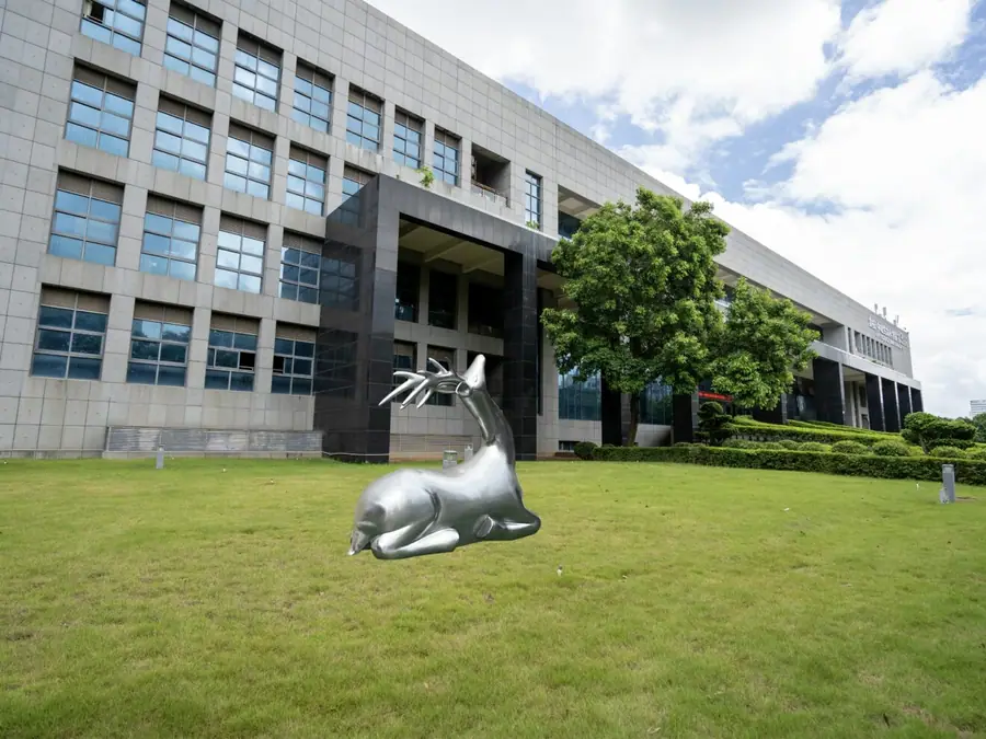 Stainless steel deer sculpture