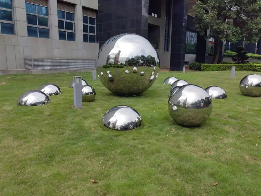 Stainless Steel Mirrored Sphere Sculpture