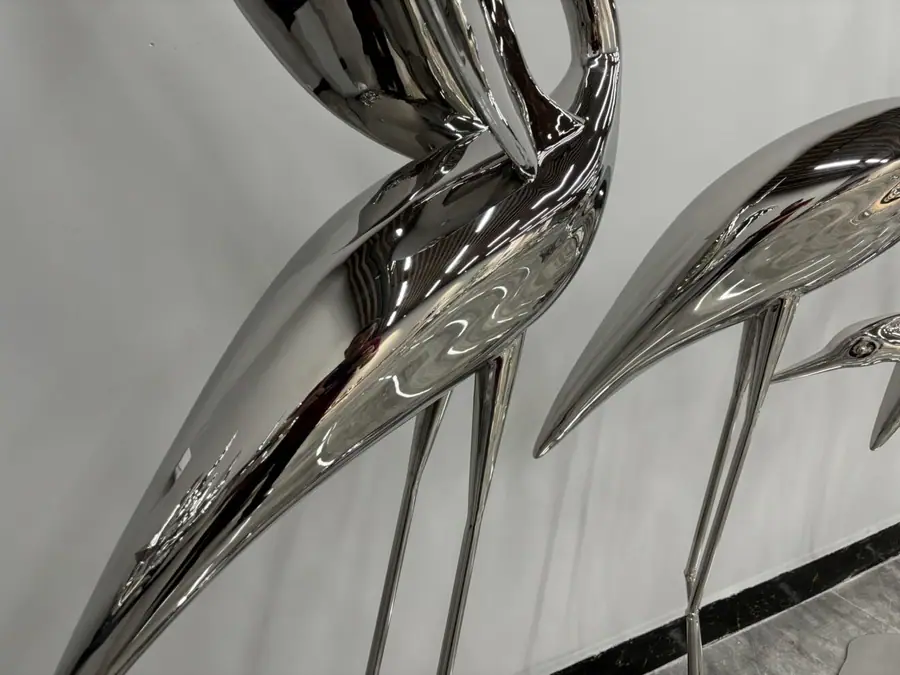 Stainless Steel Crane Sculpture
