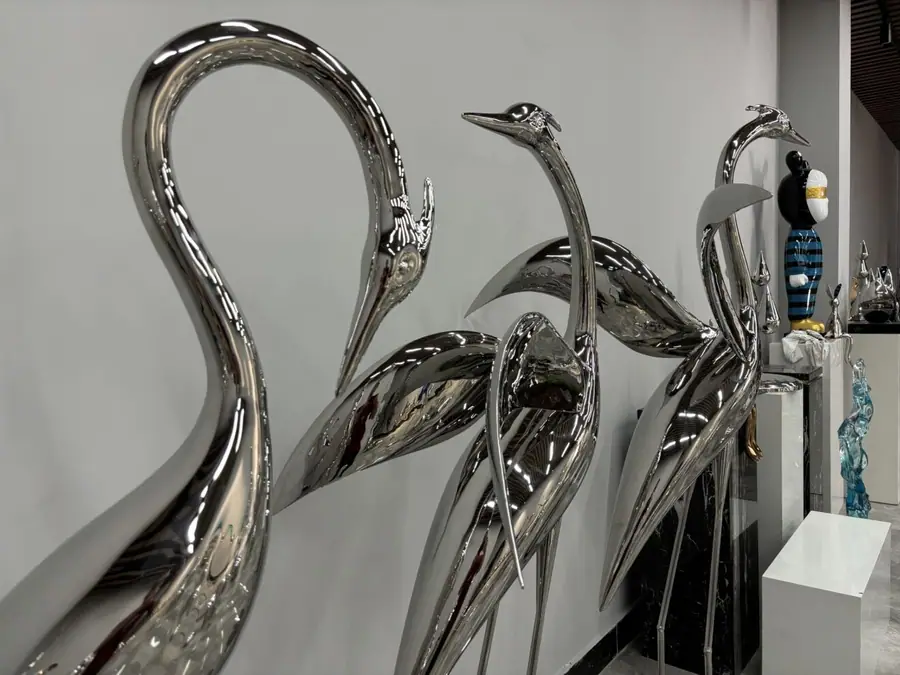 Stainless Steel Crane Sculpture