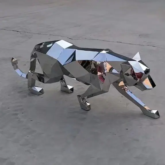 Stainless Steel Leopard Sculpture
