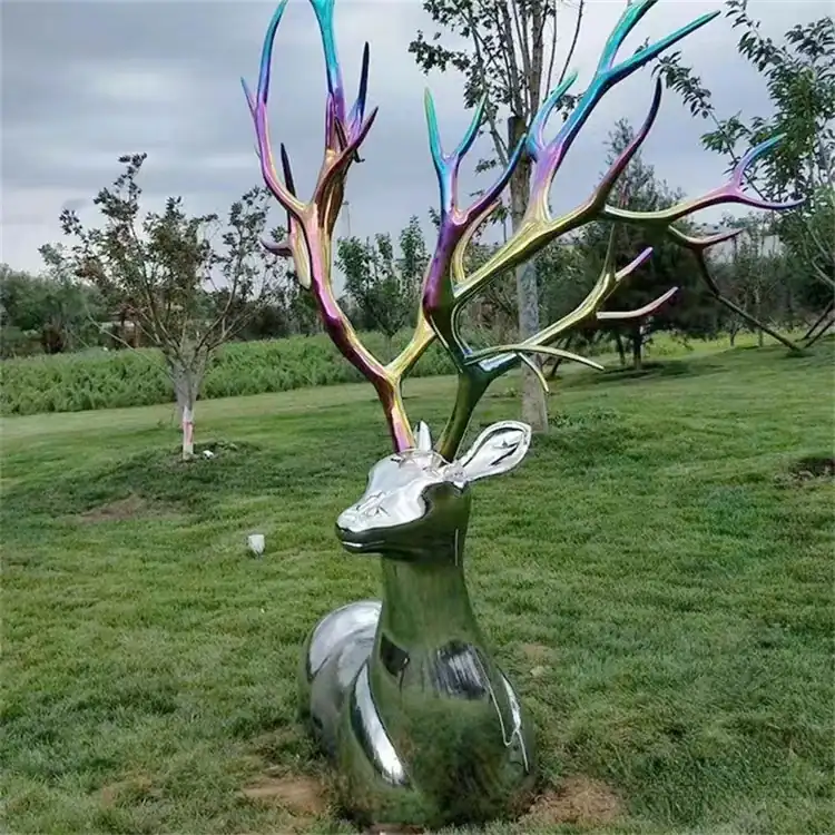 stainless steel deer sculpture (4)