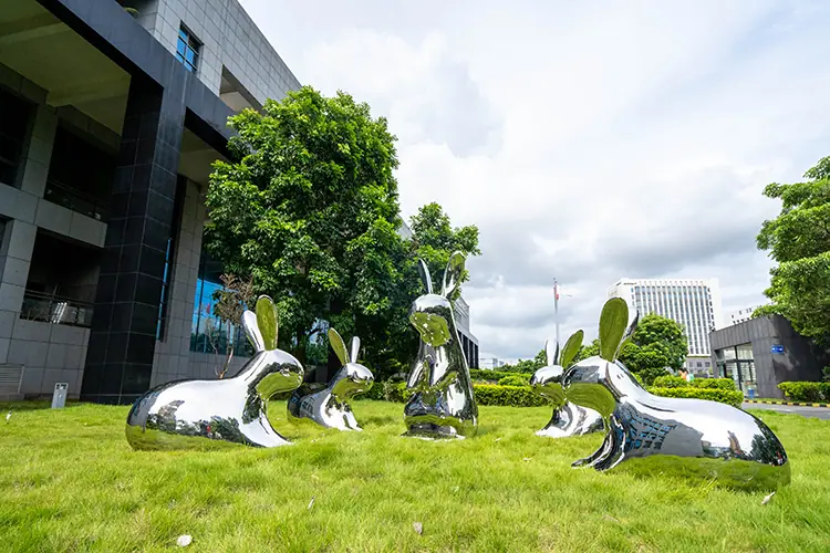 Stainless steel rabbit sculpture