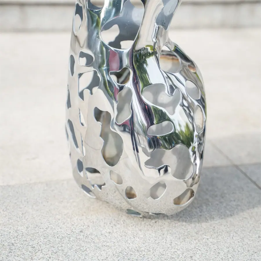 Stainless steel leopard sculpture