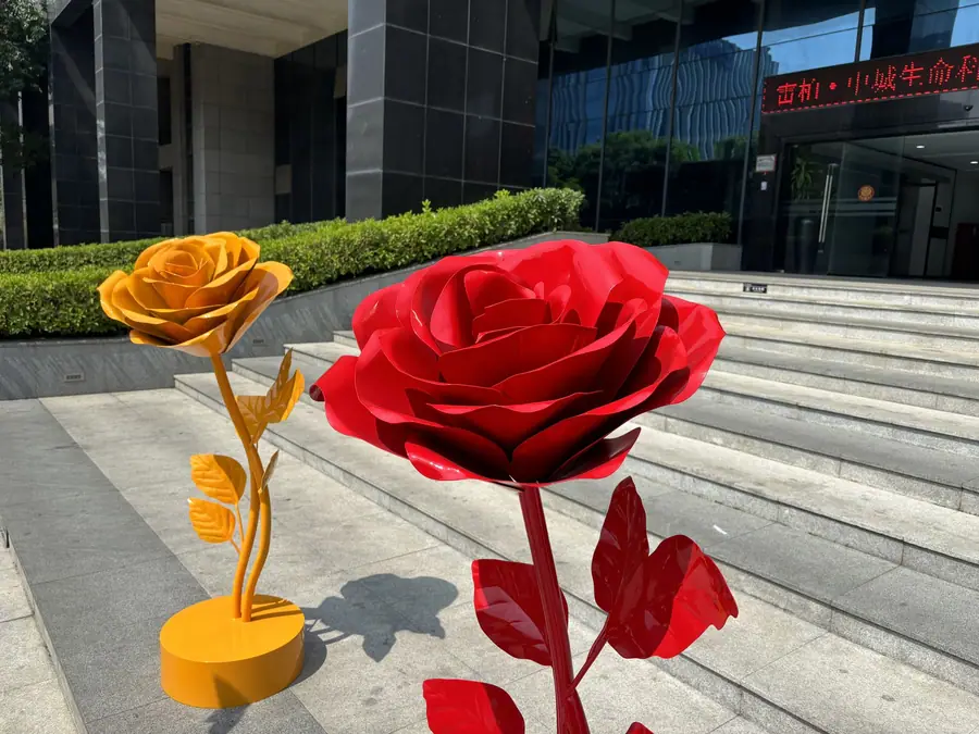 Two rose sculptures