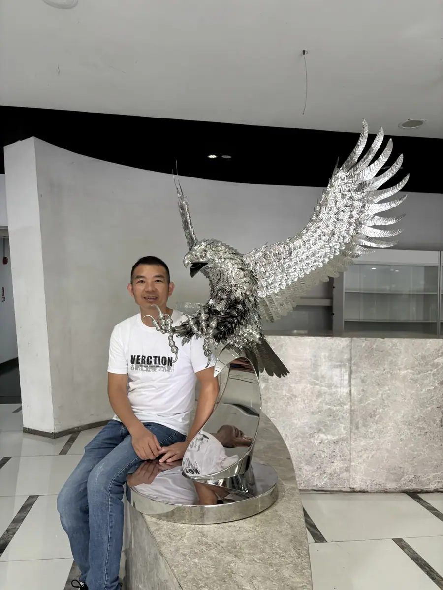 Large Stainless Steel Eagle Sculpture