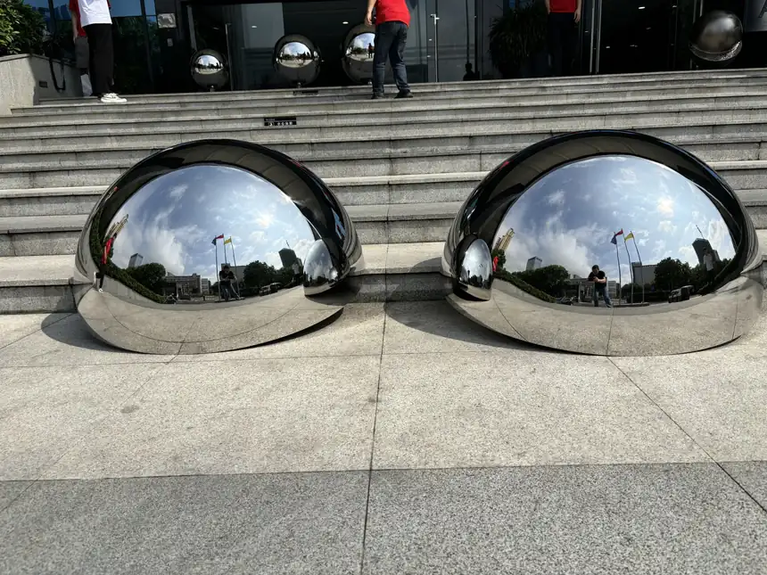 Diameter 80CM mirror 304 stainless steel hemisphere sculpture